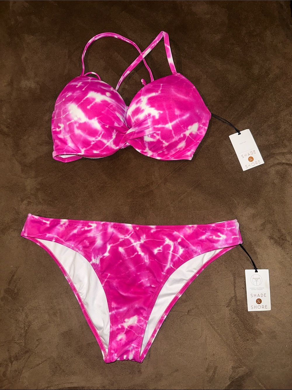 Shade & Shore Pink Tie-Dye Bikini Set